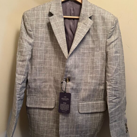 Italian Grey Plaid Linen Suit - Picture 3 of 12